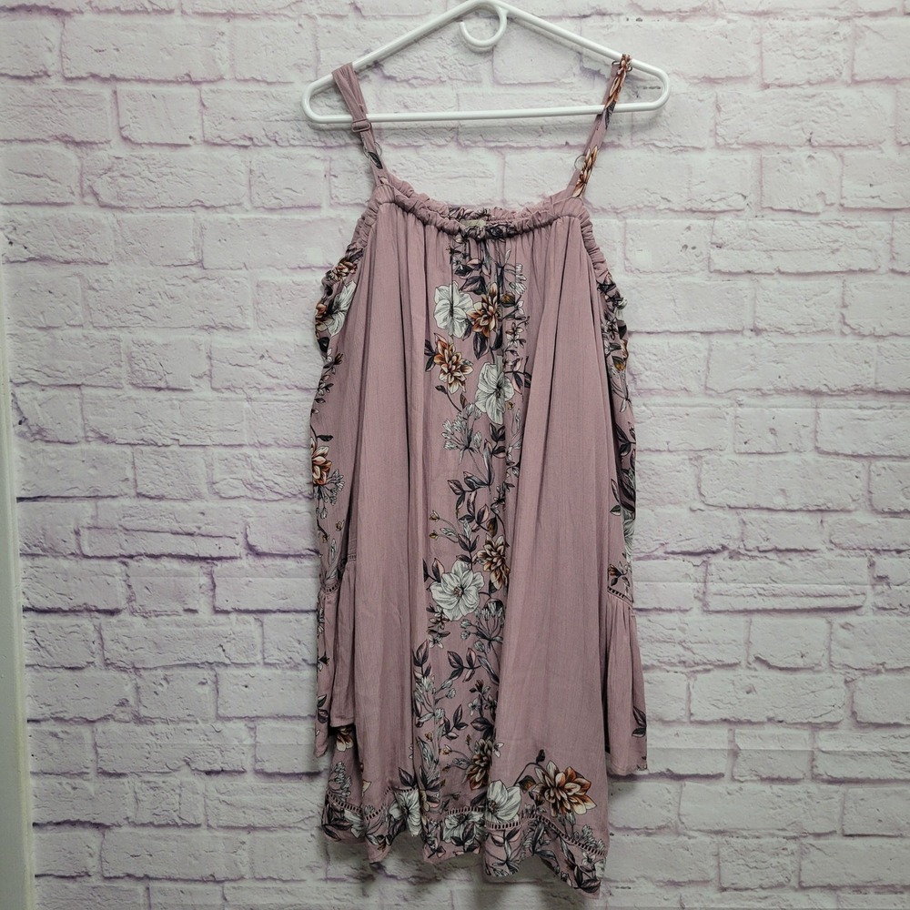 NEW Wonderly Curvy Cold Shoulder Blouse 1X Purple Floral Bell Sleeve Festival